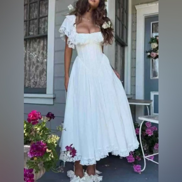 Selkie Dresses & Skirts - BEST Selkie The Ivory Cupid Midi Dress White Lace Party Wedding Medium